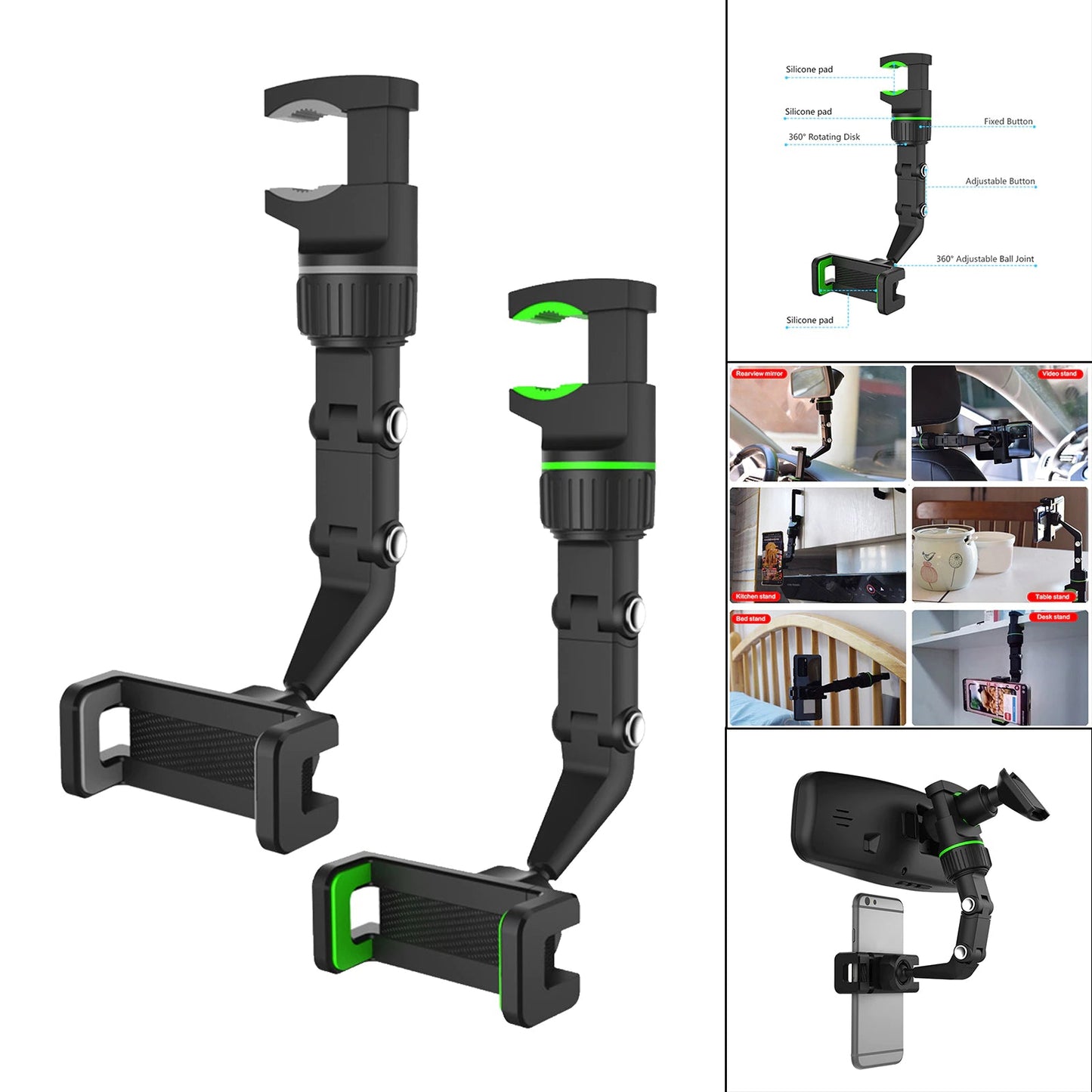 MULTIFUNCTIONAL REARVIEW MIRROR MOBILE PHONE HOLDER